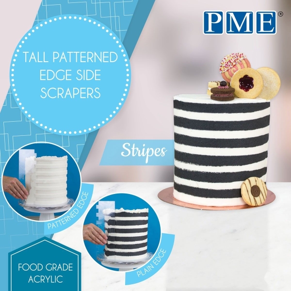 Tall Patterned Edge Side Scraper - Stripes